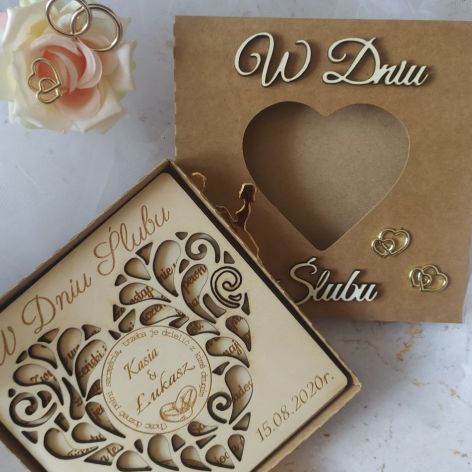 Pamiątka ślubu- kartka z życzeniami w pudełku 