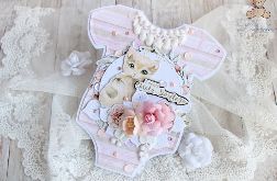 Kartka body chrzest roczek różowy kotekGOTOWA