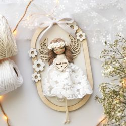 Anioł Stróż na ścianę w owalnej ramce