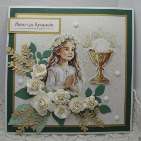 Kartka komunijna dla dziewczynki w pudełku 01