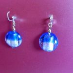 Murano, niebiesko białe, kobaltowe szkło weneckie, kolczyki, srebro - 