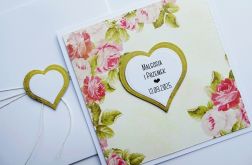 Kartka na ślub z różami elegancka handmade