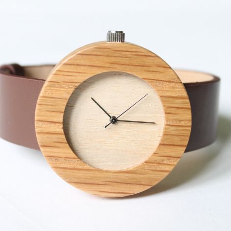 Zegarek z drewna bambusa i ekoskóry