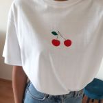 Koszulka ręcznie malowana wisienki - unikat