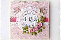 Zaproszenia komunijne z różyczkami dla dziewczynki