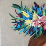 Obraz kobieta z kwiatami 80x100 cm  - nowoczesny obraz kobieta z wiankiem