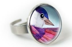 Violet birds pierścionek z ilustracją