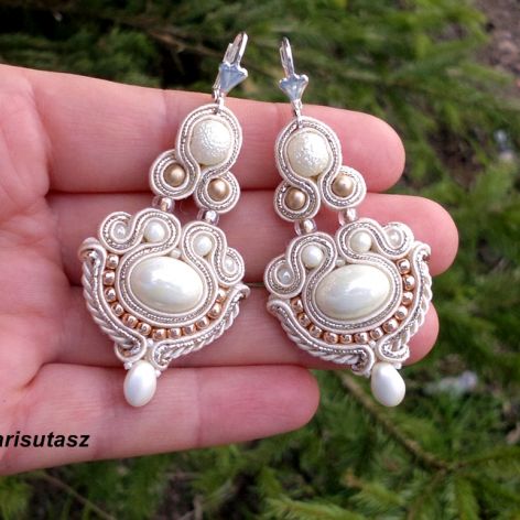 Kolczyki  Krem & Złoto