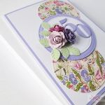 Kartka URODZINOWA fioletowo-różowa - Fioletowo-różowa kartka urodzinowa w przestrzennej kopercie