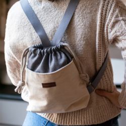 Szaro-kremowy workoplecak mini