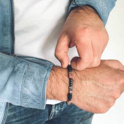 Bransoletka męska turmalin rodonit tr99