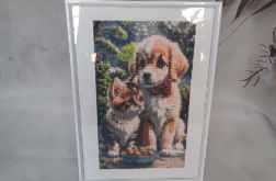 Obrazek diamentowy 20x30cm PIESEK I KOTEK