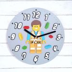 Zegar ścienny dla chłopca z klockami lego - zegar do pokoju dziecięcego