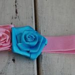 Opaska niemowlęca "Róż z turkusem" - 