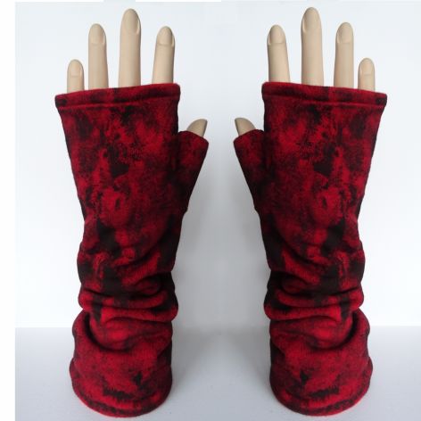 Rękawiczki czerwone cieniowane długie