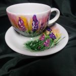 filiżanka ręcznie malowana kwiaty lawendy - filiżanka