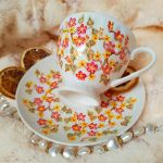 Ręcznie malowany komplet w kwiaty 200 ml. - ręcznie malowane