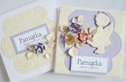 Kartka PAMIĄTKA CHRZTU złocisto-fioletowa