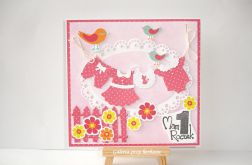 Kartka na roczek dla dziewczynki z praniem