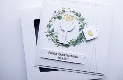 Kartka na Komunię z wiankiem ręcznie robiona