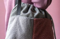 Szaro-różowa duża torba z kominem baranek