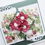 Kartka ROCZNICA ŚLUBU - czerwone kwiaty - Zielona-czerwona kartka na rocznicę ślubu