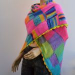 Chusta Entrelac w kolorach tęczowych - wełniana chusta