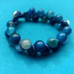 Bransoletka niebieska z Agatem 10 mm makrama boho - 