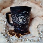 Ręcznie malowane kosmiczne koty kubek 300 ml. - ręcznie malowane