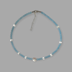Naszyjnik z Chaledonu "Wishuddha" - Delikatny naszyjnik z błękitnych chalcedonów
