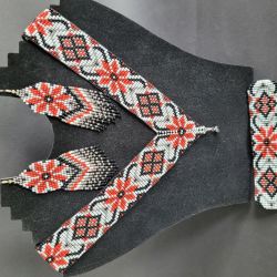 Komplet bużuterii naszyjnik, bransoletka i kolczyki "Słowiańska gwiazda"