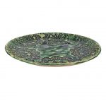 Talerz Ceramiczny Zielony Rękodzieło Średnica 25 cm Unikatowy Wzór  - 