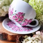 Filiżanka do kawy kwiaty magnolii  - filiżanka w kwiaty
