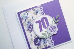 Kartka URODZINOWA fioletowo-szara