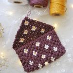 Makramowy portfelik fioletowy - ze sznurka - 