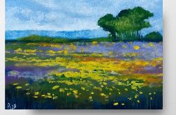 żółta łąka-rysunek pastelami suchymi