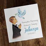 Duże pudełko na prezent komunijny dla Chłopca - Personalizowane pudełko na pamiątkę Pierwszej Komunii Świętej dla chłopca cytat komunijny pamiątka komunijna