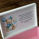 Kuferek Wspomnień Myszka Pudełko na pamiątki - Kuferek wspomnień dla dziewczynki personalizowane pudełko na pamiątki z dzieciństwa, zdjęcia prezent na roczek chrzest komunię myszka