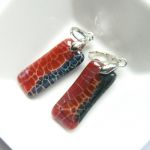 Pomarańczowy agat ognisty i srebro, kolczyki - 