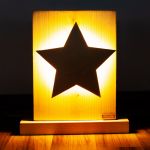 Drewniana lampa nocna, gwiazda - Wersja surowa