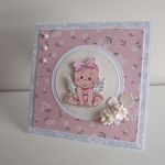 Kartka na Chrzest Święty z aniołkiem dla dziewczynki - Kartka na Chrzest Święty z aniołkiem dla dziewczynki