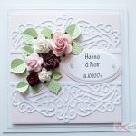 Kartka MŁODEJ PARZE z różami #2 - Różowo-biała kartka na ślub