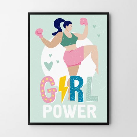 Plakat obraz girl power mięta 50X70 B2