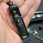 Prostokątny, kosmiczny wisiorek - - Galaktyczny Blask - wisiorek kosmos