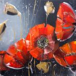 Szkatułka "maki 4 na czarnym " - 