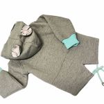 Bluza z kapturem i uszami r.104 szarość, mięta - Bluza z kapturem i uszami, rozpinana