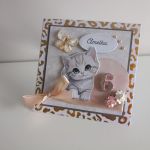 Personalizowana kartka na urodziny z kotkiem i  motylkiem - Personalizowana kartka na urodziny z kotkiem i  motylkiem