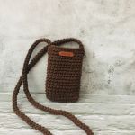 Mała torebka na ramię, etui na telefon, listonoszka brązowa - 