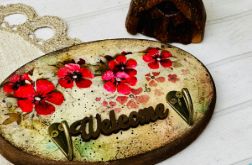 Dekoracyjny wieszak na ścianę z drewna, styl rustykalny ,z napisem