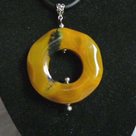 Duży miodowy fasetowany agat, efektowny wisior